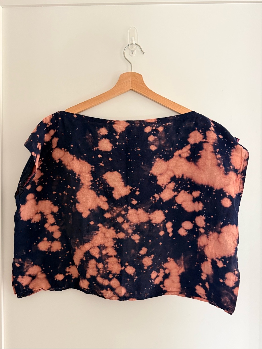 Midori Bleach-Tie Boxy Crop Top - Black & Peach